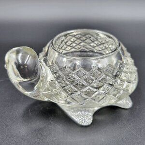 Vintage Avon Clear Crystal Glass Turtle Shaped Candle Holder Votive Tea Light Re